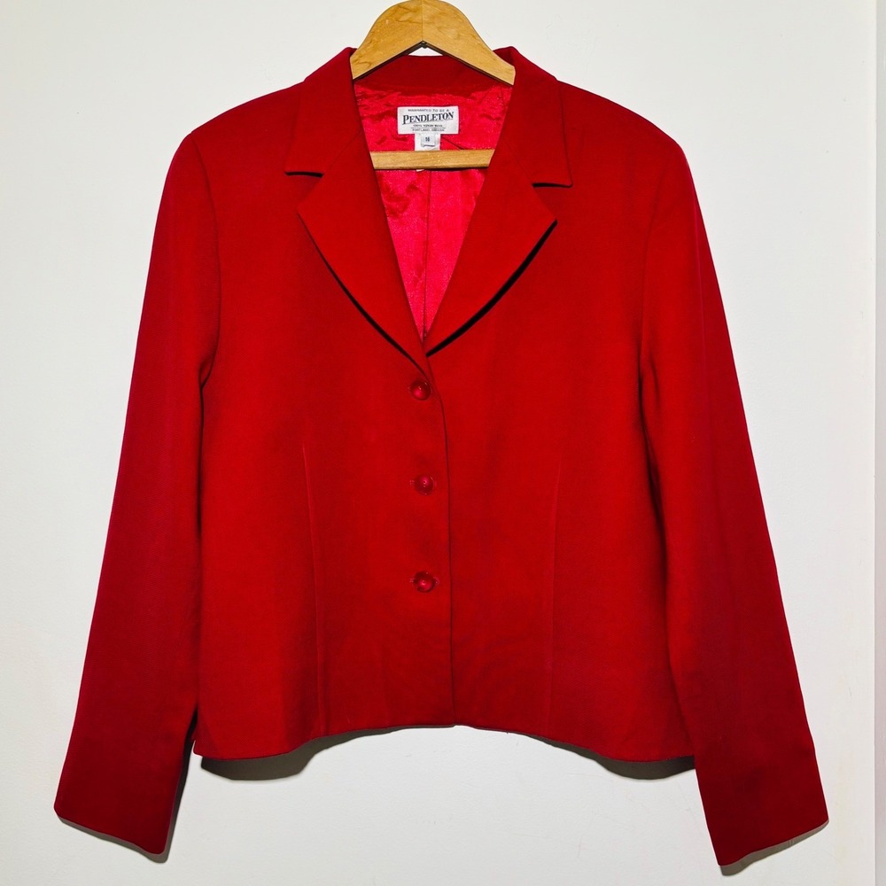 Pendleton Red Wool 3 Button Down Workwear‎ Blazer | Size 16